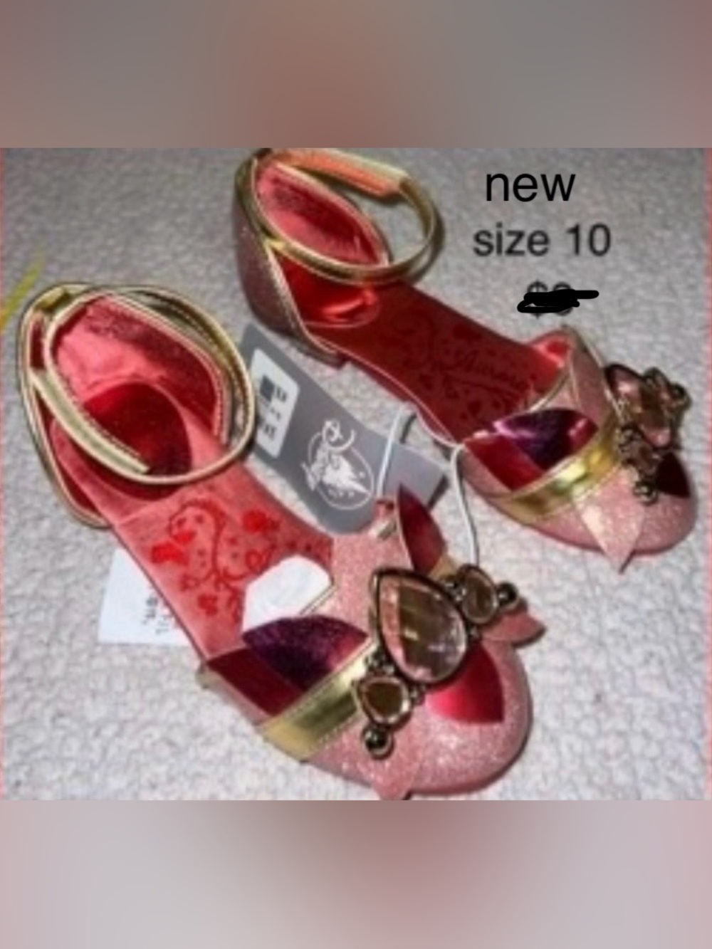 Girls Pink Gem Accent Sandals